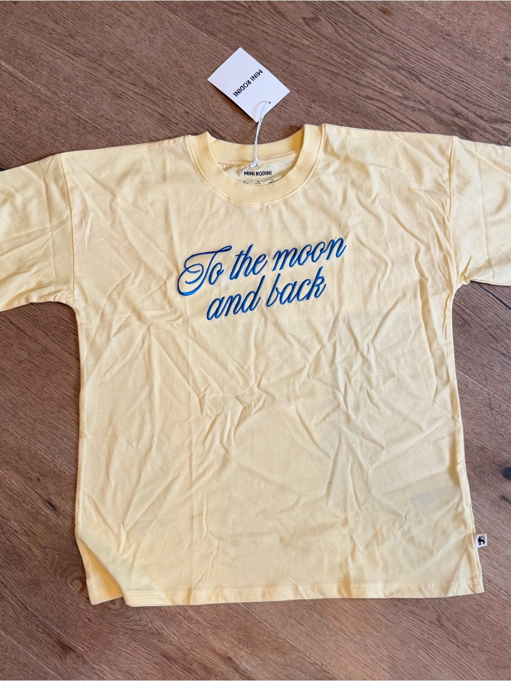 Mini Rodini kids Yellow Tee “to the moon and back” NWT